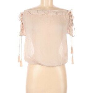 By Chapter Women's Short Sleeve Shirt Blouse Sheer Ruffle Cottagecore Top Small